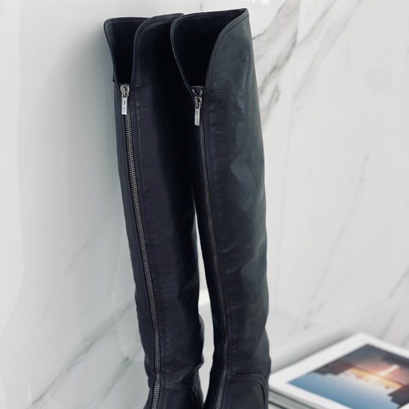 JIMMY CHOO black leather boots tall over the knee EU39 US8.5 - Picture 2 of 10
